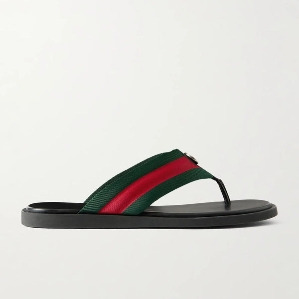 Gucci Sandalias con ribete de cuero y logotipo adornado