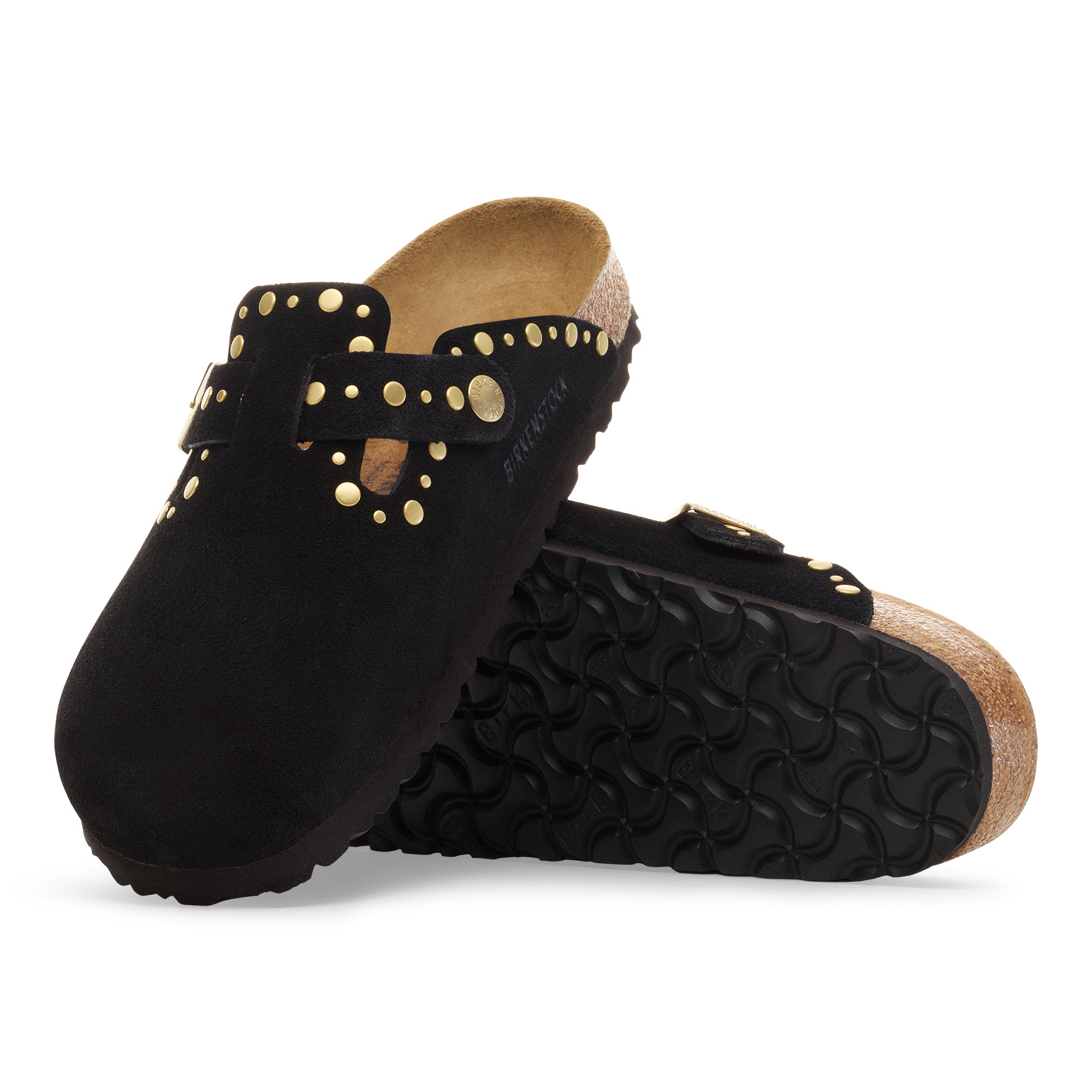 Birkenstock Boston Rivets black suede