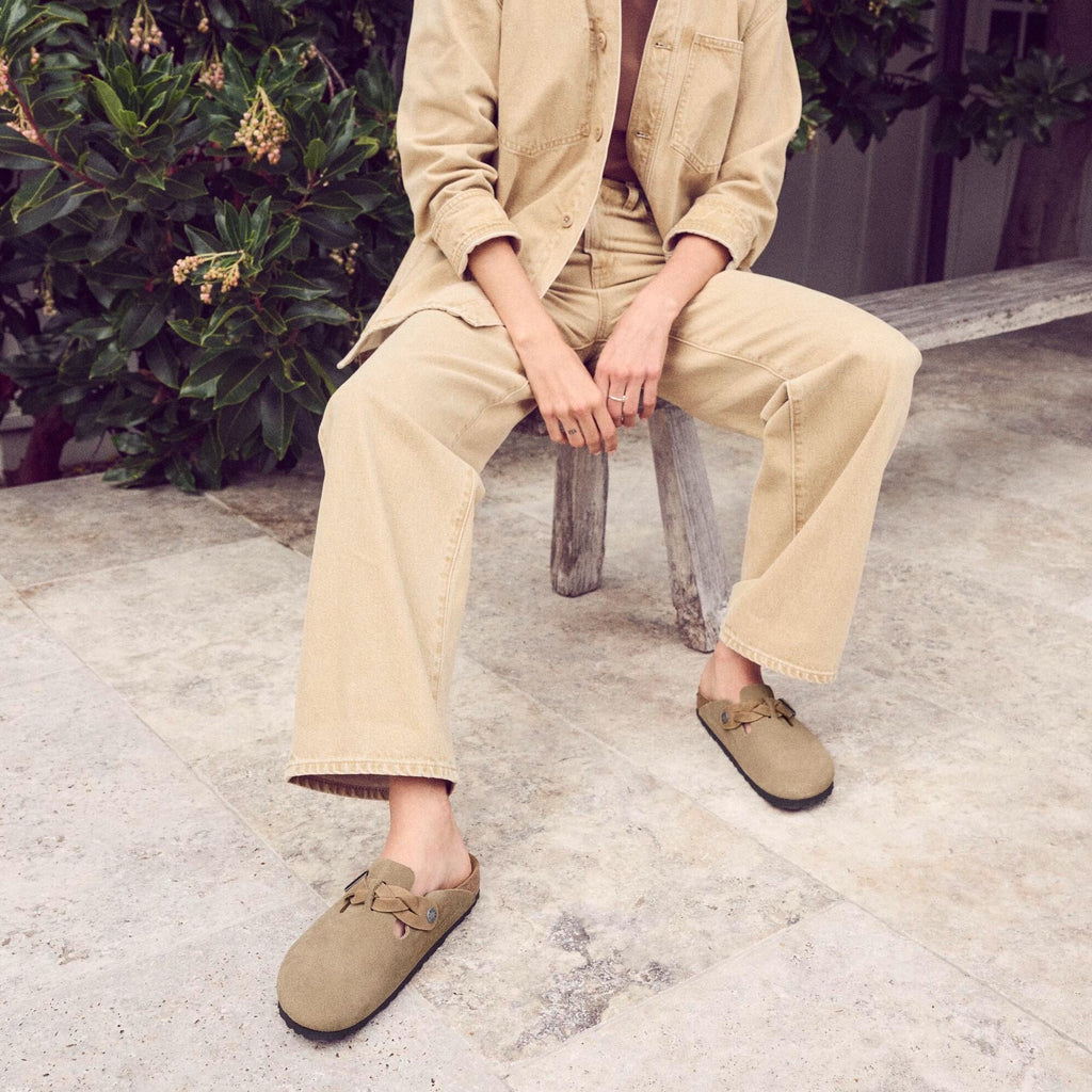 Birkenstock Boston Braid taupe suede