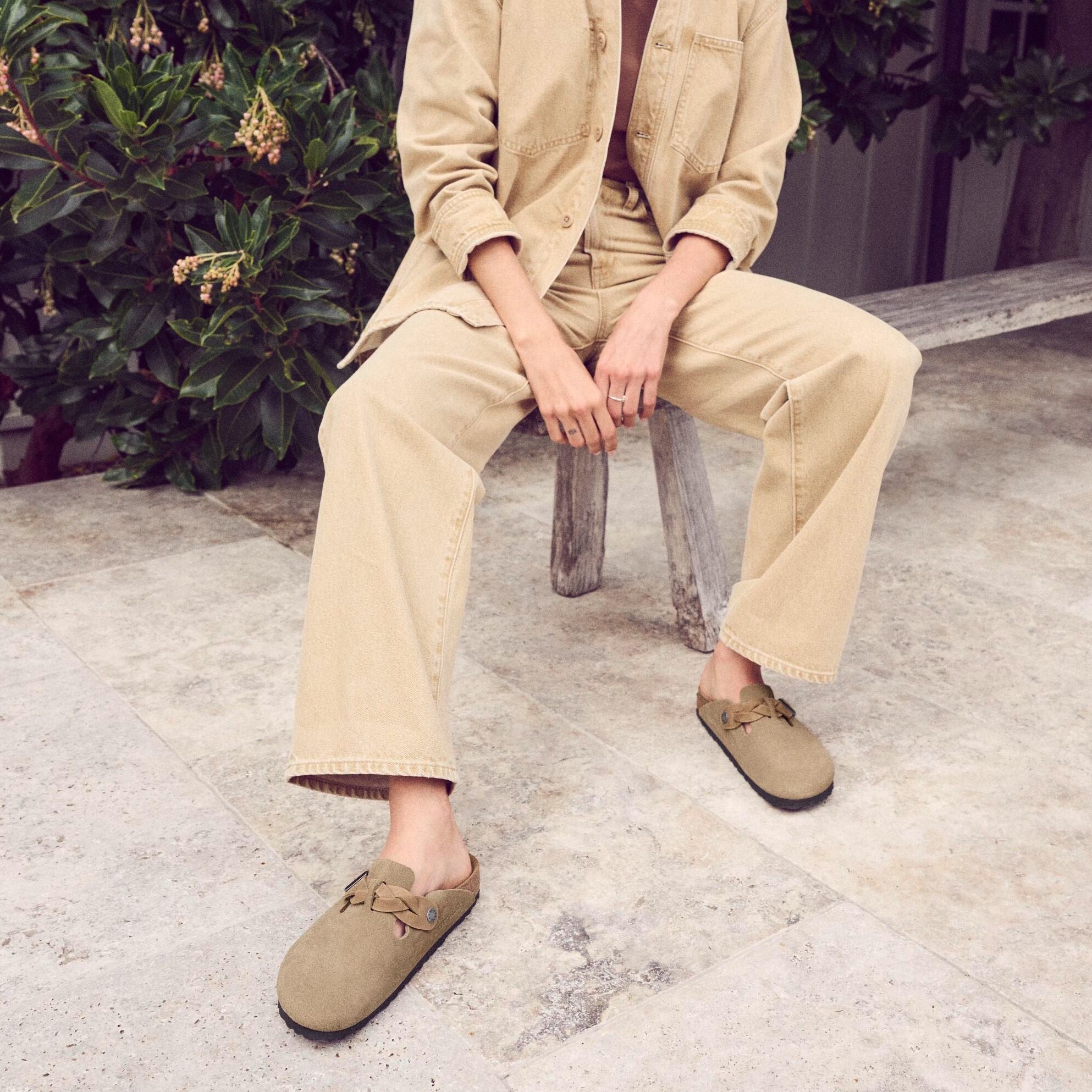 Birkenstock Boston Braid taupe suede