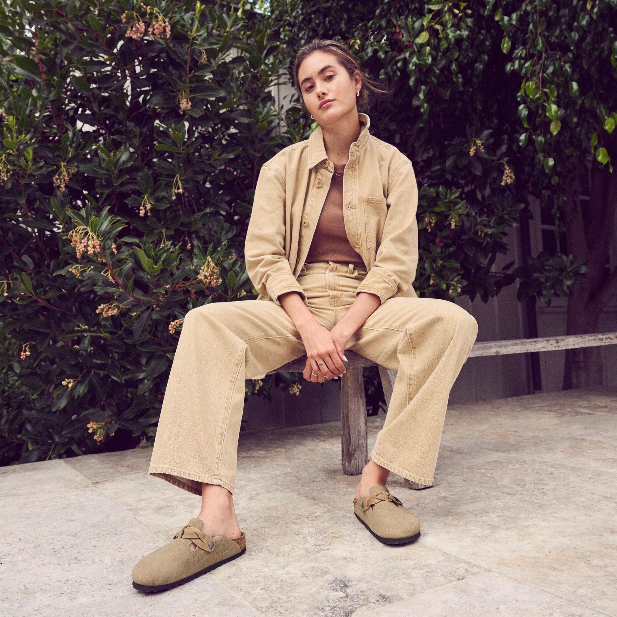 Birkenstock Boston Braid taupe suede