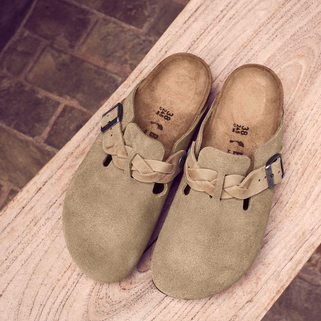 Birkenstock Boston Braid taupe suede