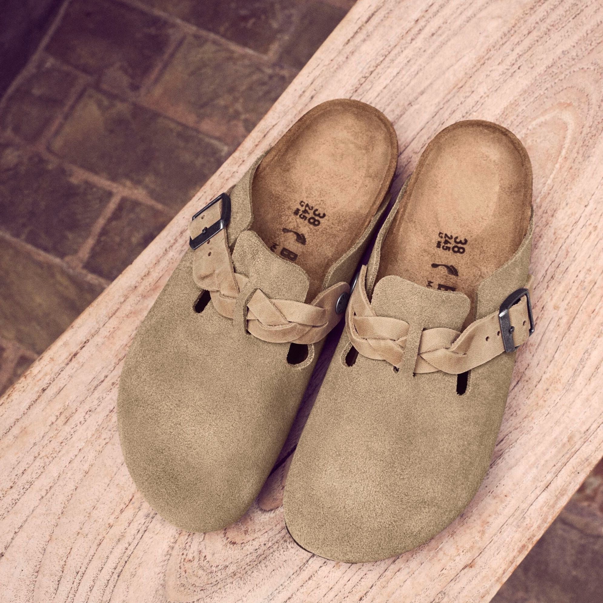 Birkenstock Boston Braid taupe suede