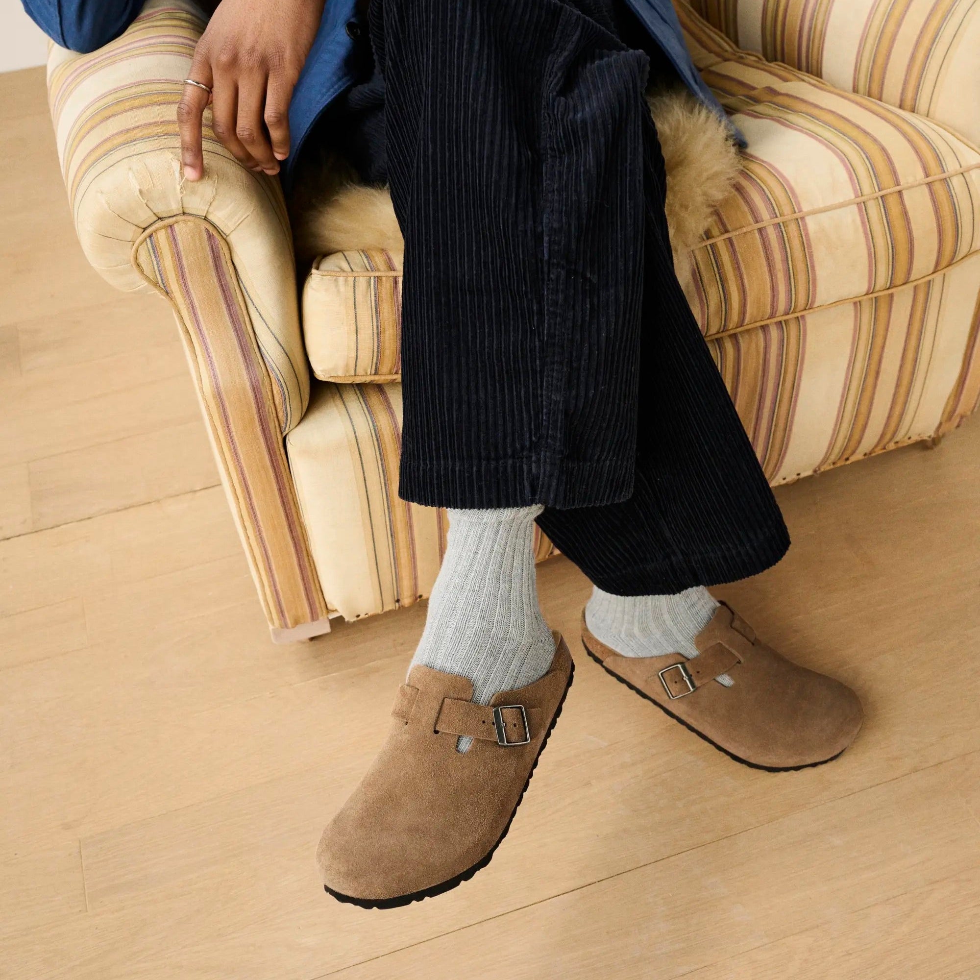 Birkenstock Boston dark tea suede