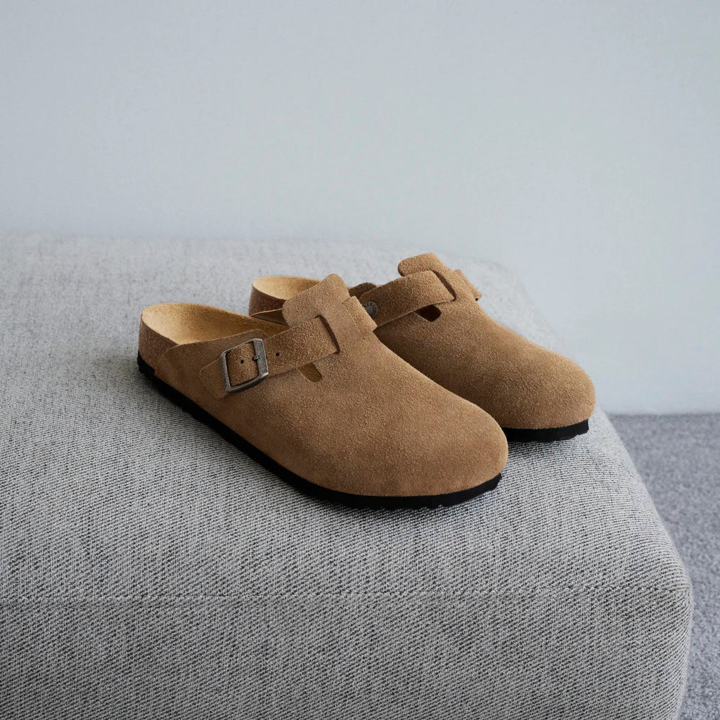 Birkenstock Boston dark tea suede