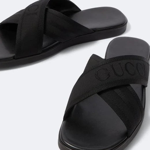 Sandalias Gucci De Jacquard Con Logo de hombre de color negro