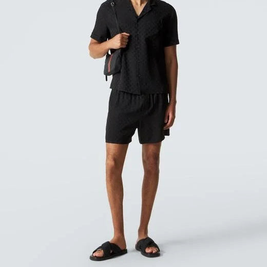 Sandalias Gucci De Jacquard Con Logo de hombre de color negro