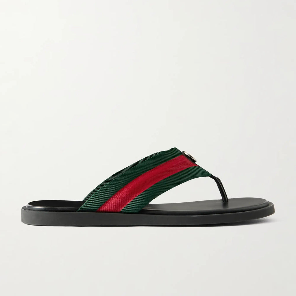 Gucci Sandalias con ribete de cuero y logotipo adornado